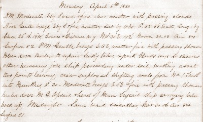 05 April 1880 journal entry